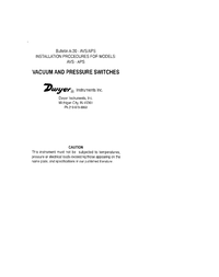 Thumbnail of document Manual - APS / AVS Adjustable Pressure Switch